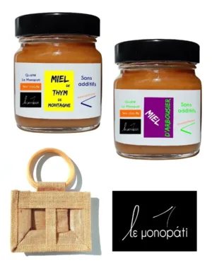 Duo Miel d'Arbousier et Miel de Thym cru Le Monopati